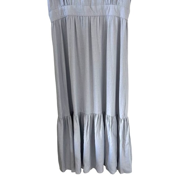 Cynthia Rowley NEW Linen Blend Flutter Sleeve Maxi Dress In Light Blue Size L - Picture 5 of 13